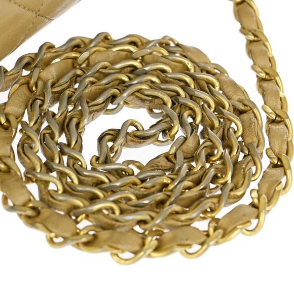 CHANEL CC Mini Matelasse Chain Shoulder Bag Leather Beige GHW Vintage 361RJ241 - Picture 7 of 15